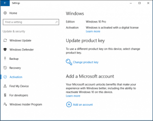 Windows 10 Digital License